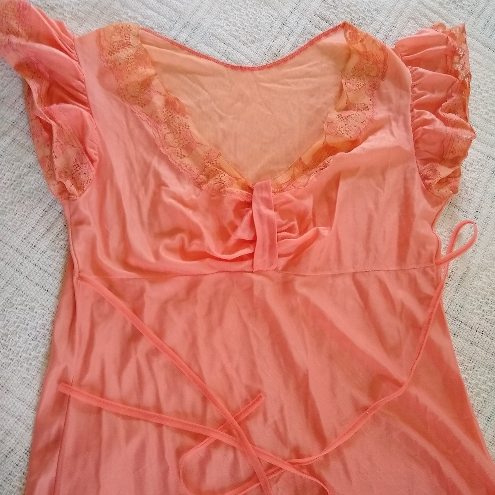 Vintage Medium Sheer Graziella Nightgown Peach